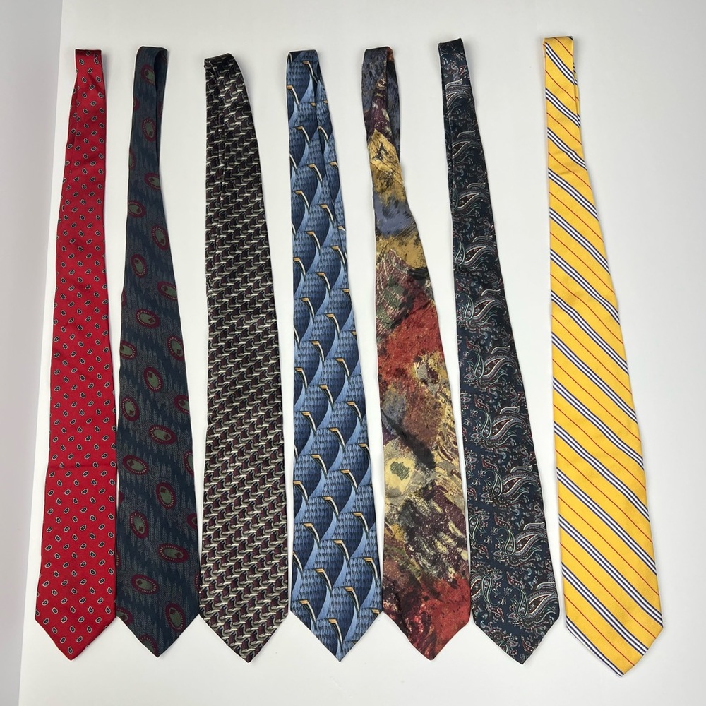 Vintage Lot Of 7 Neckties Silk Assorted Brand More